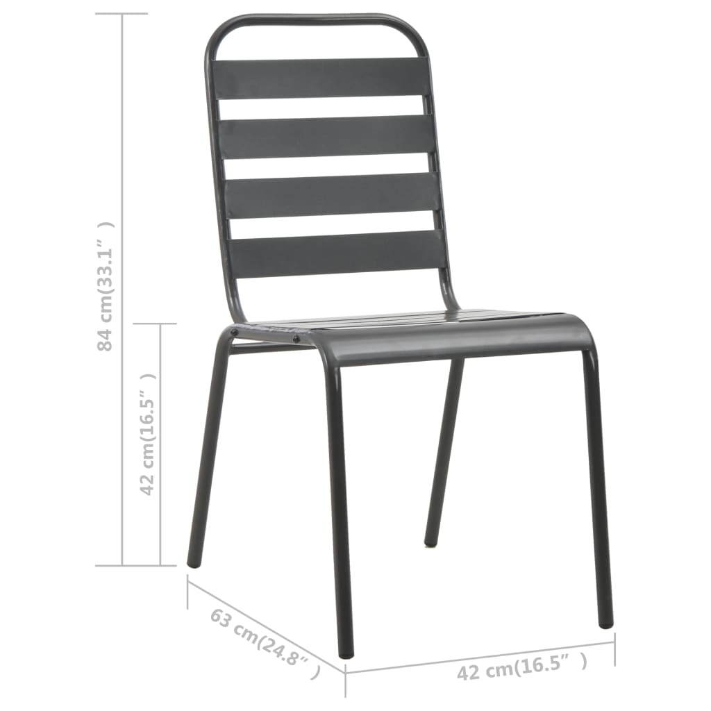 Steel Grey Stackable Outdoor Chairs 2 pcs