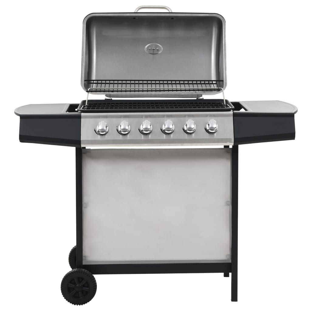 Gas BBQ Grill with 6 Cooking Zones Stainless Steel Silver