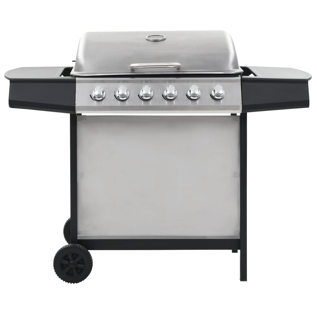 Gas BBQ Grill with 6 Cooking Zones Stainless Steel Silver