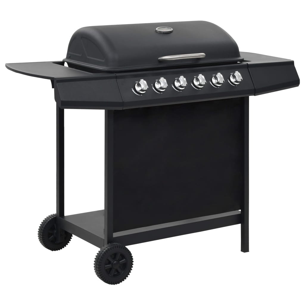 Gas BBQ Grill with 6 Cooking Zones Steel Black