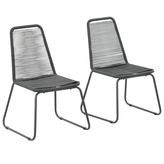 Black Poly Rattan Outdoor Chairs 2 pcs