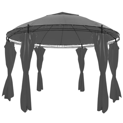 Anthracite Gazebo with Curtains Round