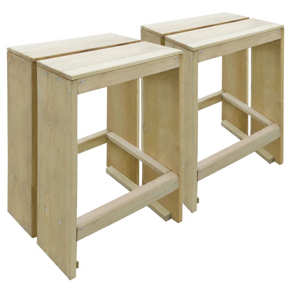  Impregnated Pinewood Outdoor Bar Stools 2 pcs