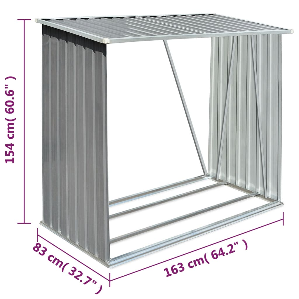 Grey Garden Log Storage Shed 163x83x154 cm