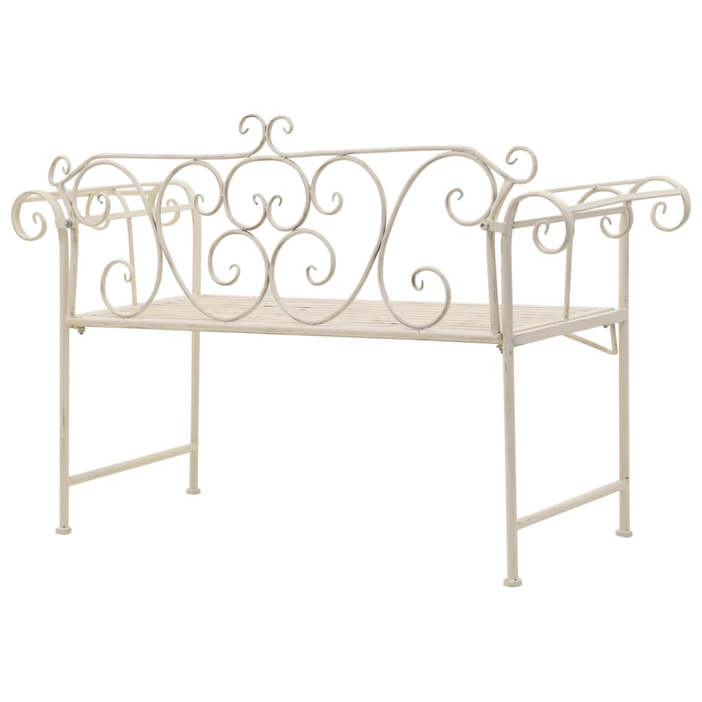 White Antique Metal Garden Bench 132 cm