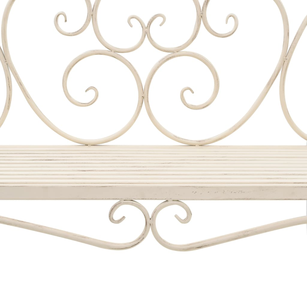 White Antique Metal Garden Bench 132 cm