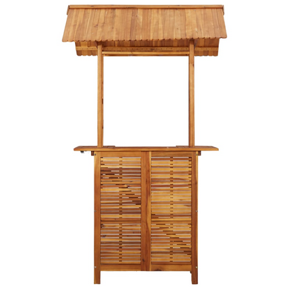 Solid Acacia Wood Bar Table with Rooftop 113x106x217 cm