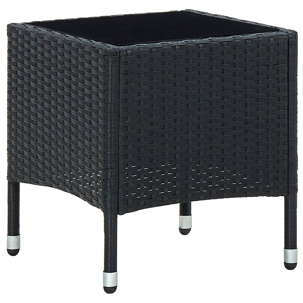 Black Poly Rattan Garden Table 40x40x45 cm