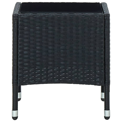 Black Poly Rattan Garden Table 40x40x45 cm