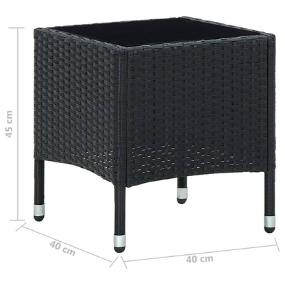 Black Poly Rattan Garden Table 40x40x45 cm