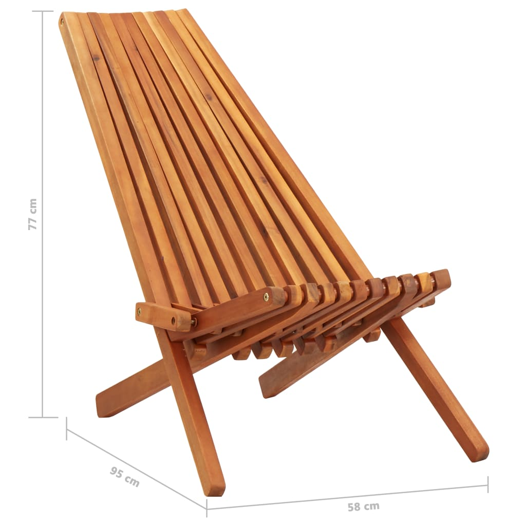 Solid Acacia Wood Folding Outdoor Lounge Chairs 2 pcs