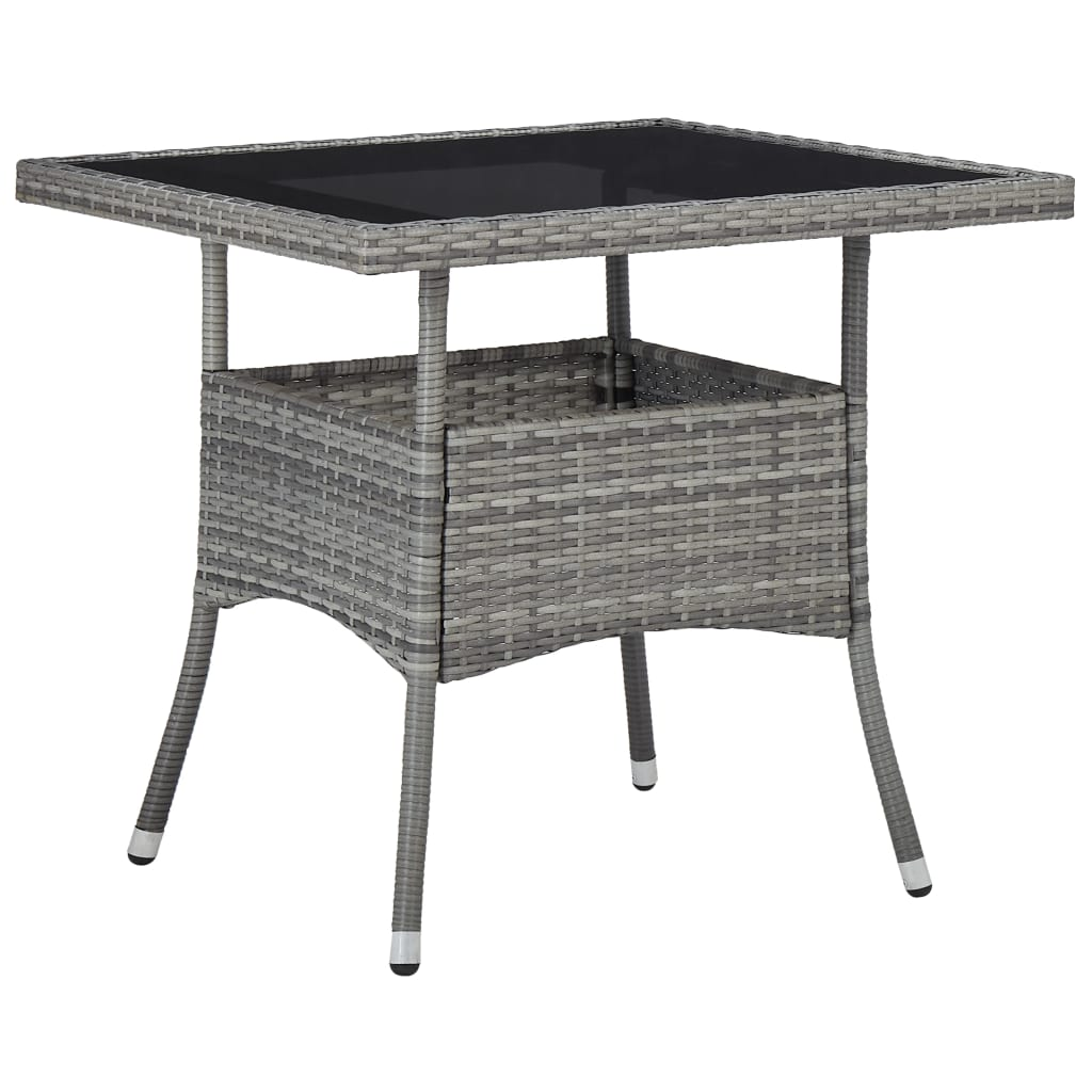 Grey Poly Rattan and Glass Outdoor Dining Table