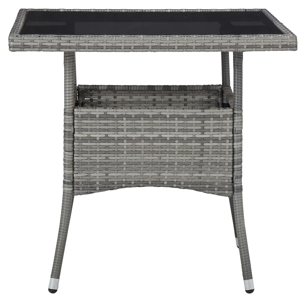 Grey Poly Rattan and Glass Outdoor Dining Table