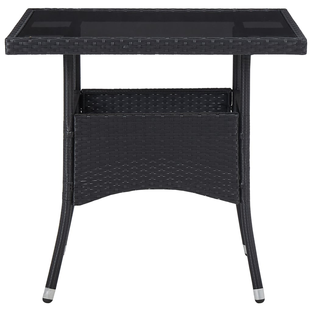  Black Poly Rattan and Glass Outdoor Dining Table