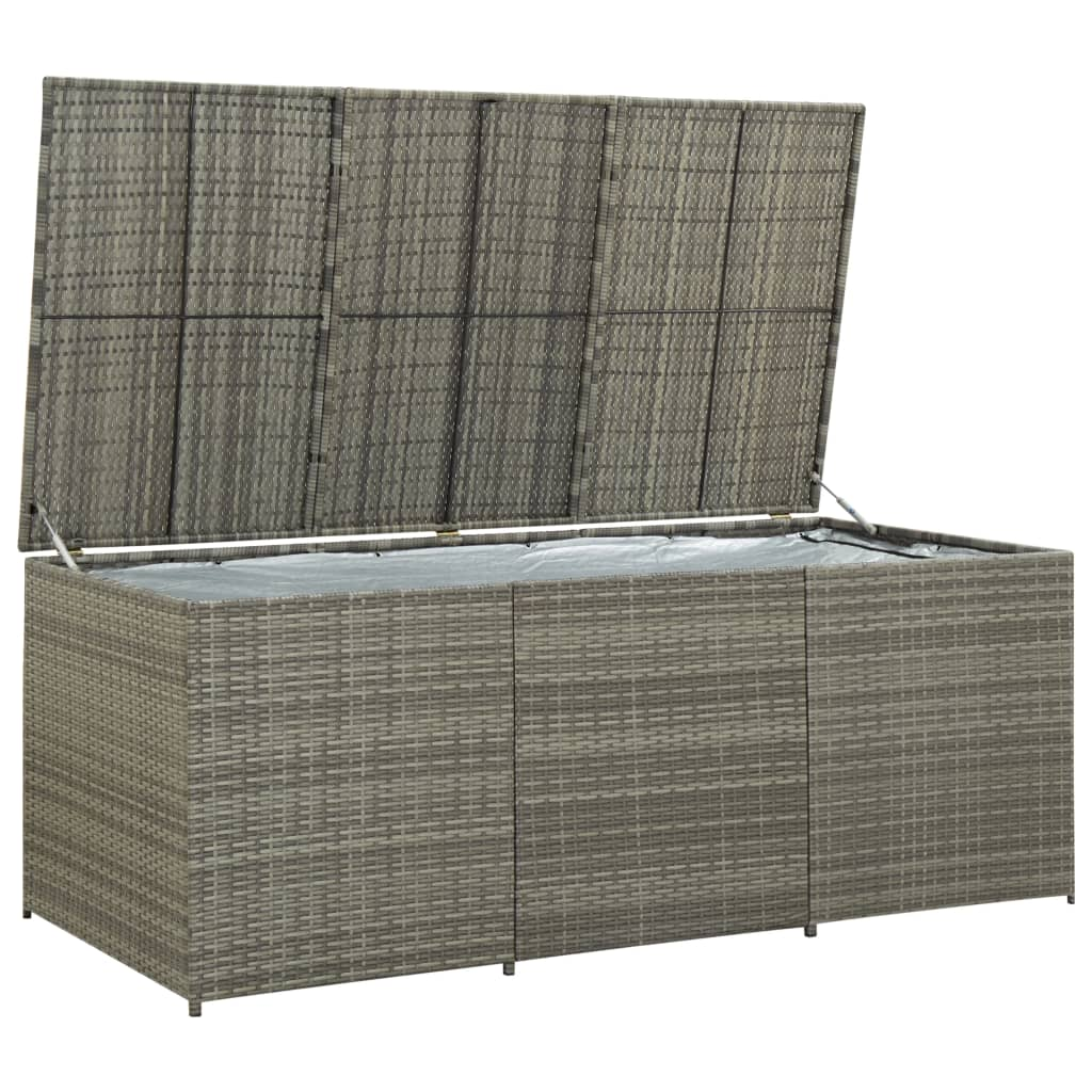 Grey Poly Rattan Garden Storage Box 180x90x70 cm