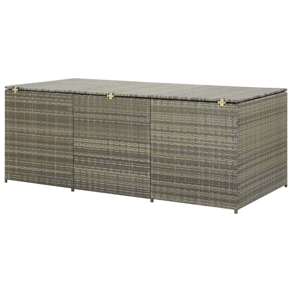 Grey Poly Rattan Garden Storage Box 180x90x70 cm