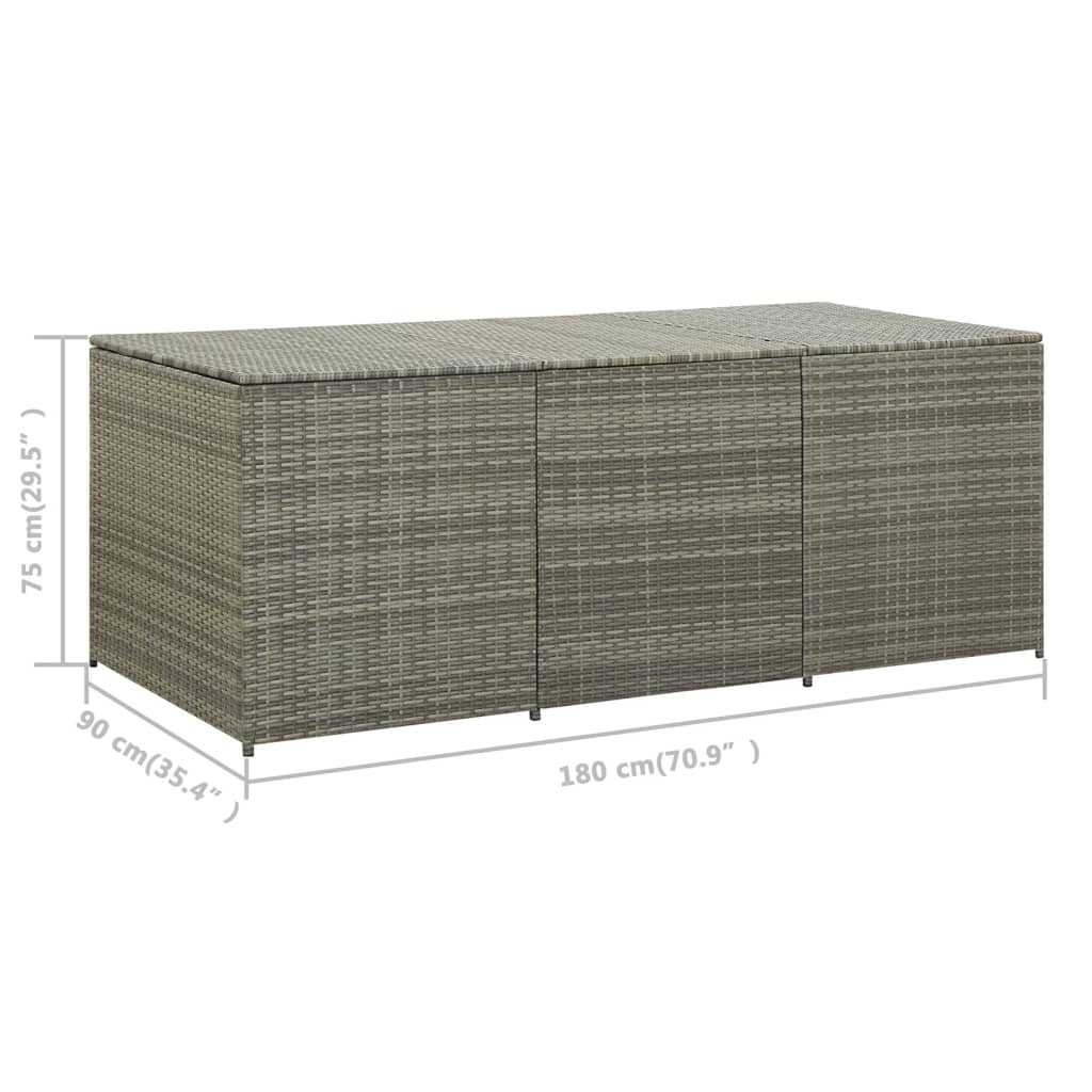 Grey Poly Rattan Garden Storage Box 180x90x70 cm