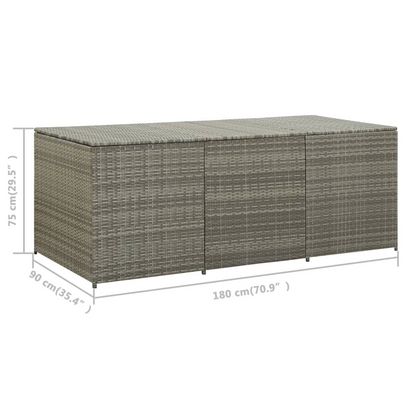 Grey Poly Rattan Garden Storage Box 180x90x70 cm