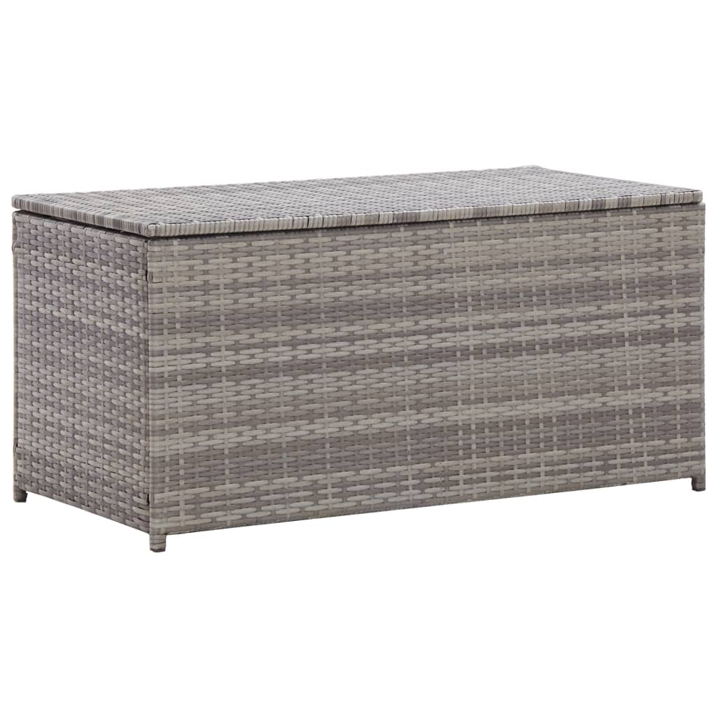 Grey Poly Rattan Garden Storage Box 100x50x50 cm