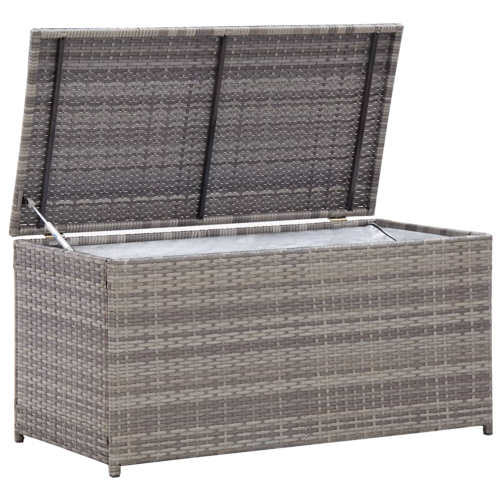 Grey Poly Rattan Garden Storage Box 100x50x50 cm