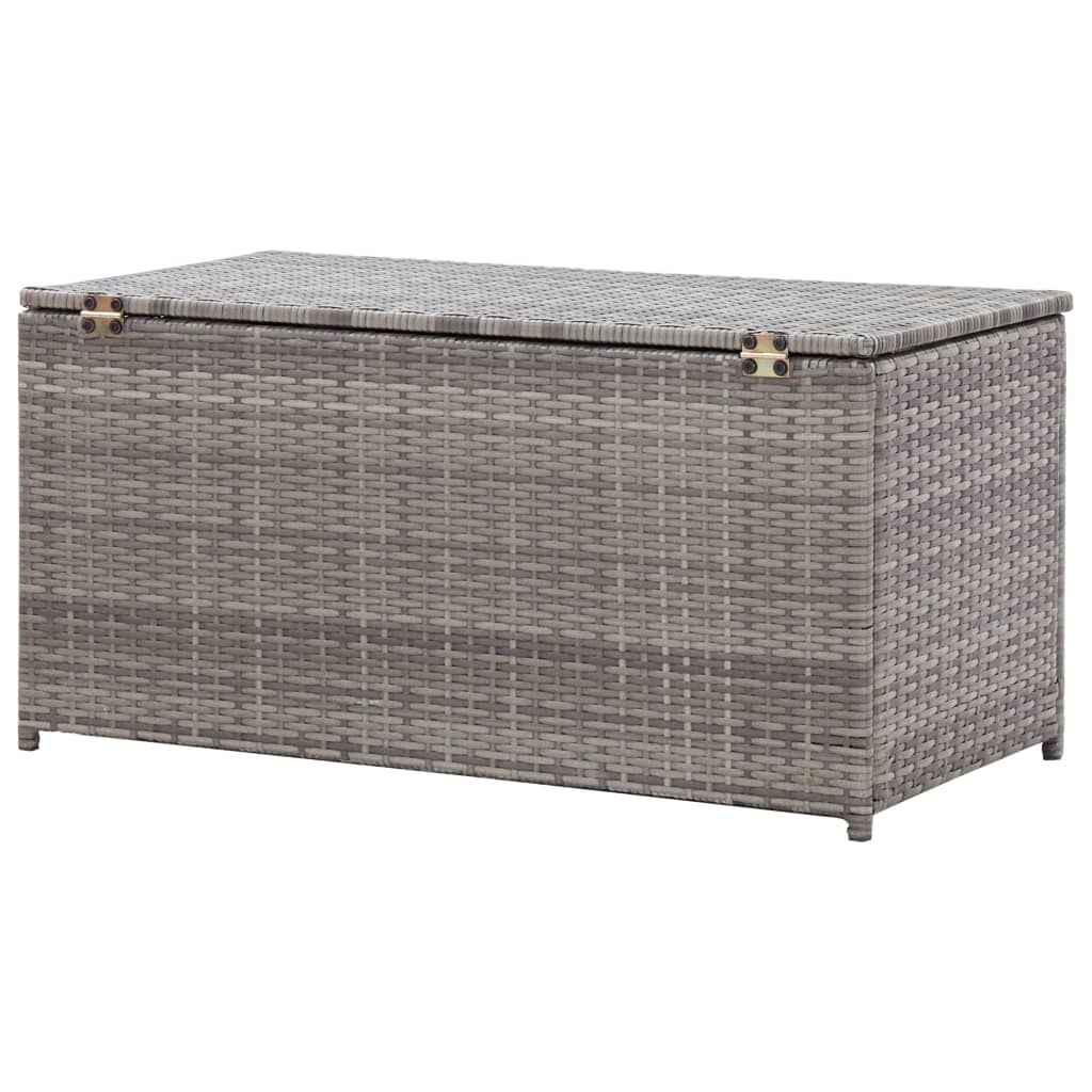 Grey Poly Rattan Garden Storage Box 100x50x50 cm