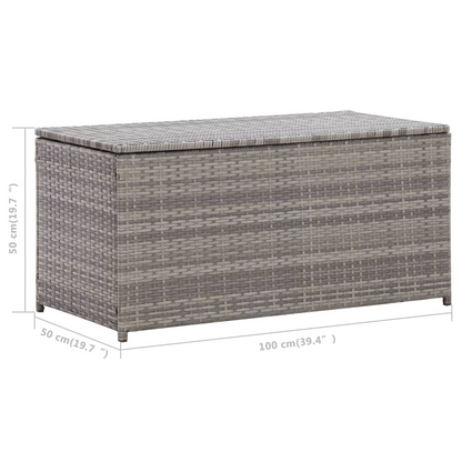 Grey Poly Rattan Garden Storage Box 100x50x50 cm