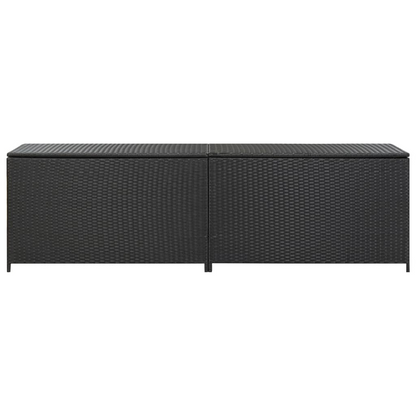 Black Poly Rattan Garden Storage Box 200x50x60 cm