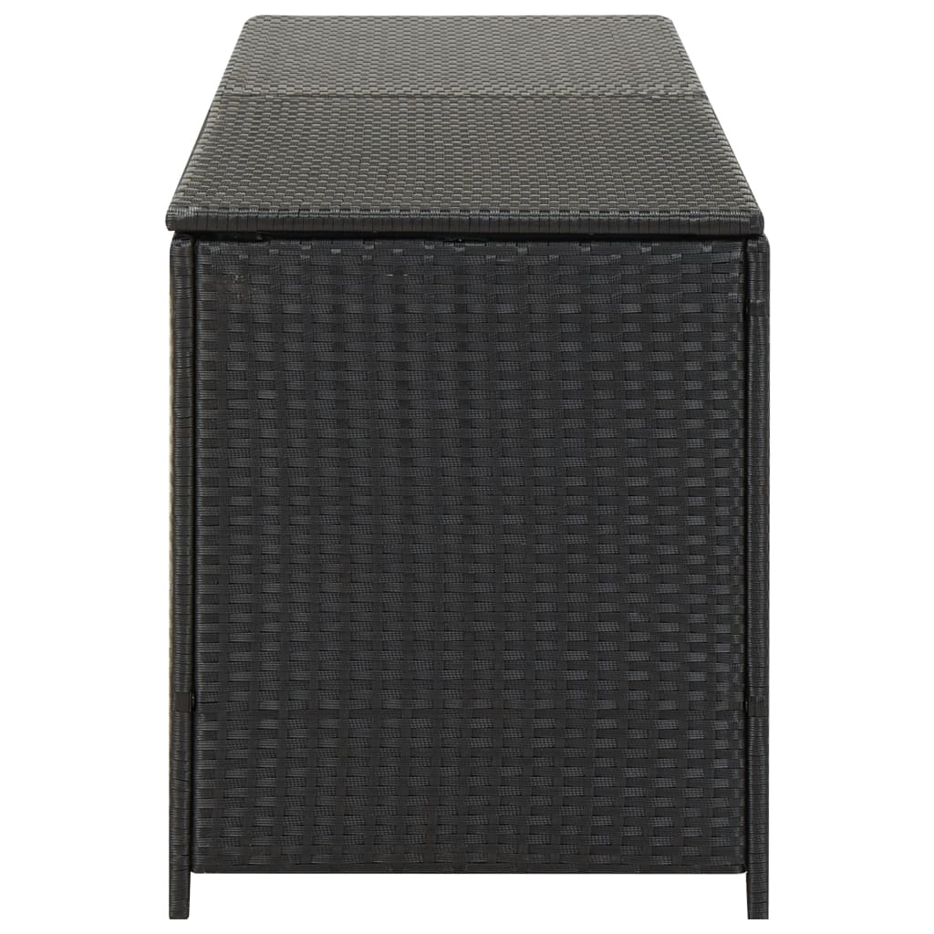 Black Poly Rattan Garden Storage Box 200x50x60 cm