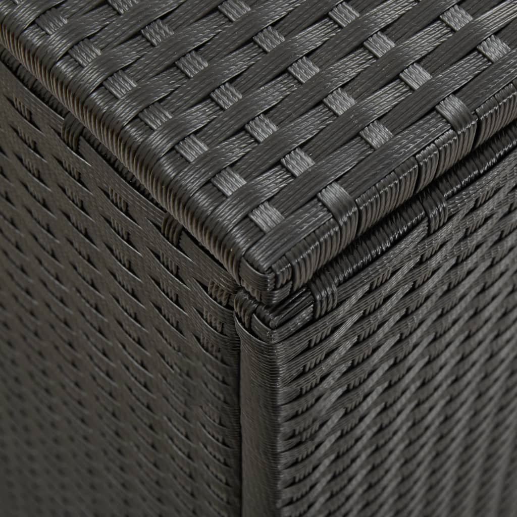 Black Poly Rattan Garden Storage Box 200x50x60 cm