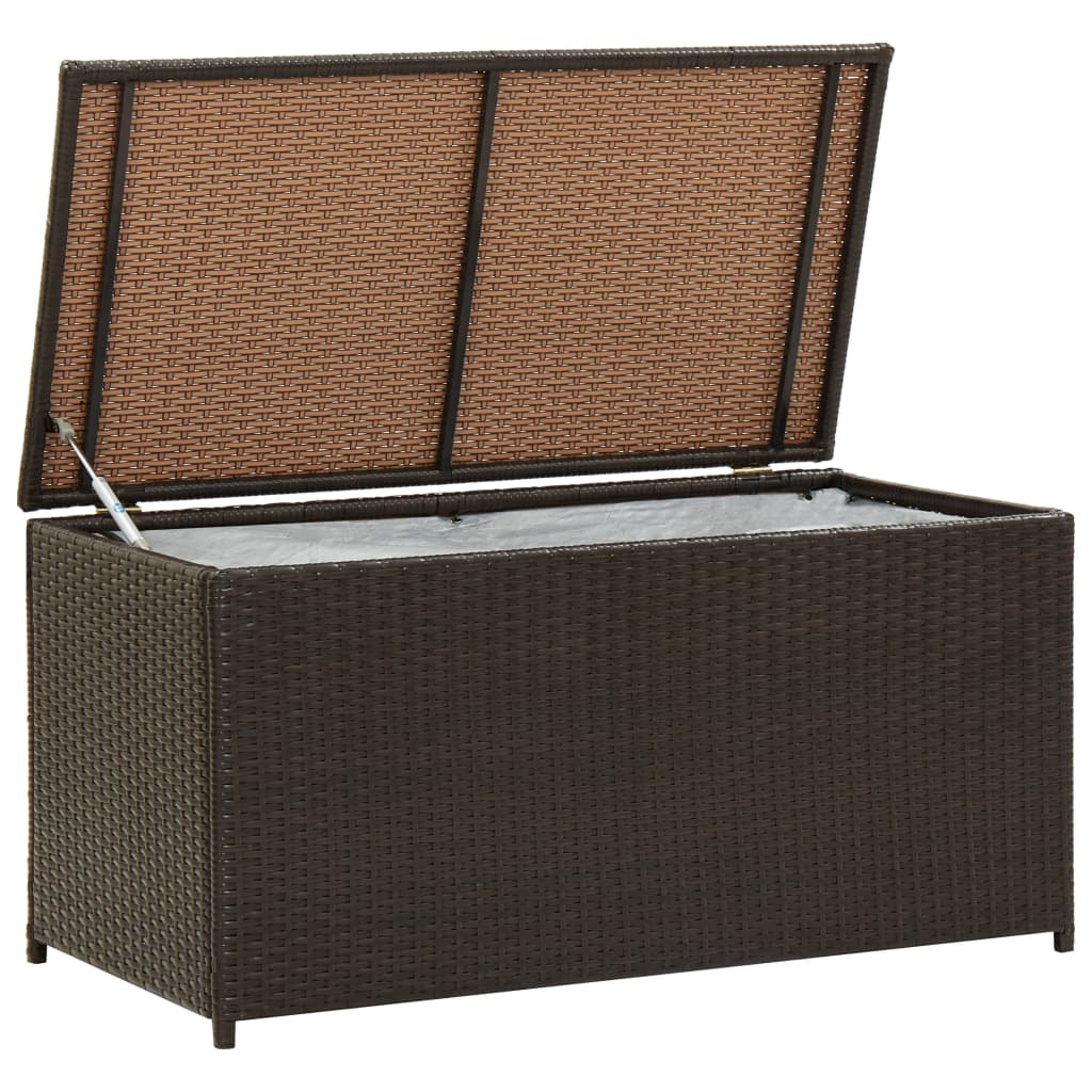  Brown Poly Rattan Garden Storage Box 100x50x50 cm