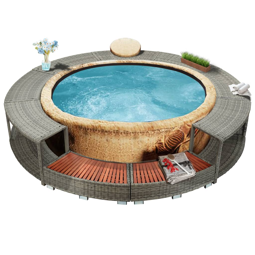  Hot Tub Surround Grey Poly Rattan