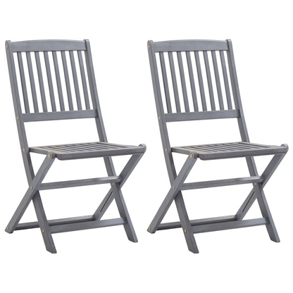 Solid Acacia Wood Folding Outdoor Chairs 2 pcs