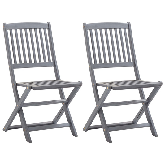 Solid Acacia Wood Folding Outdoor Chairs 2 pcs