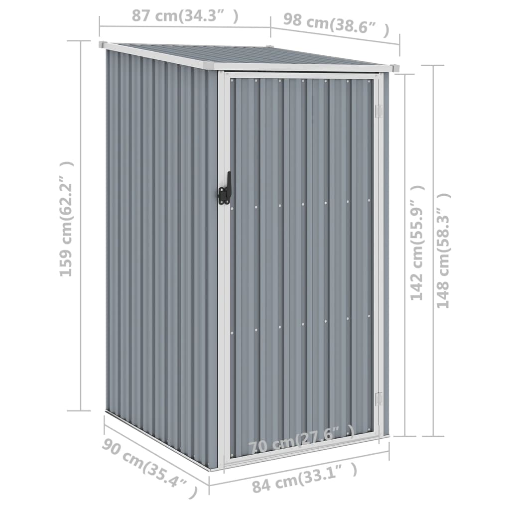 Garden Shed Grey 87x98x159 cm