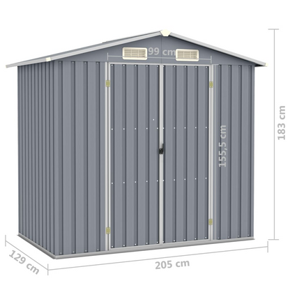 Garden Shed Grey 205x129x183 cm