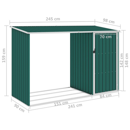 Garden Firewood Shed Green 245x98x159 cm