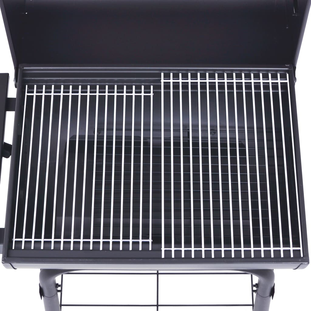 Charcoal BBQ Grill Smoker with Bottom Shelf Black