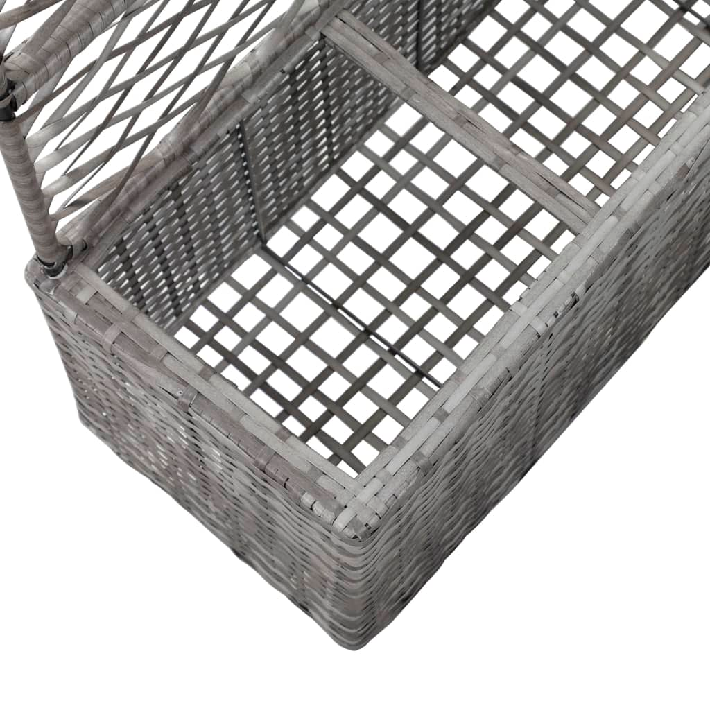  Trellis Raised Bed with 3 Pots, Poly Rattan Grey