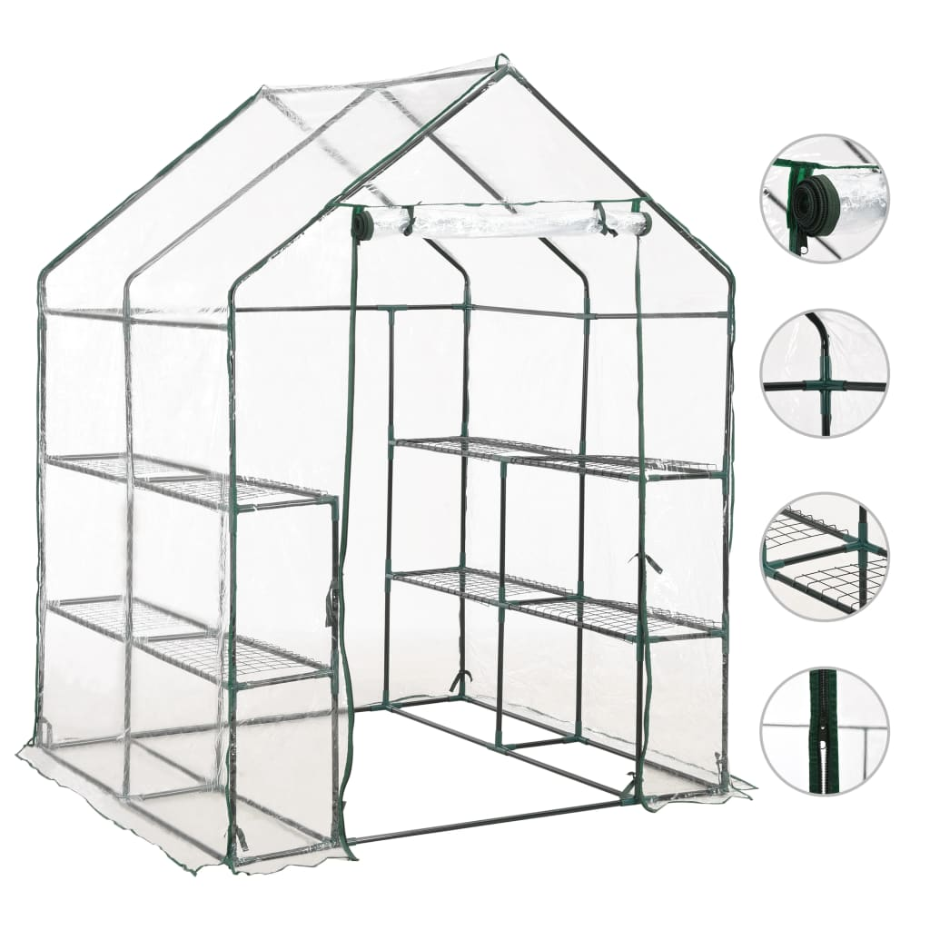 Greenhouse with 8 Shelves 143x143x195 cm