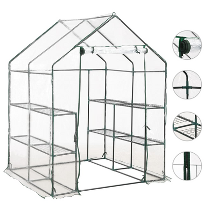 Greenhouse with 8 Shelves 143x143x195 cm