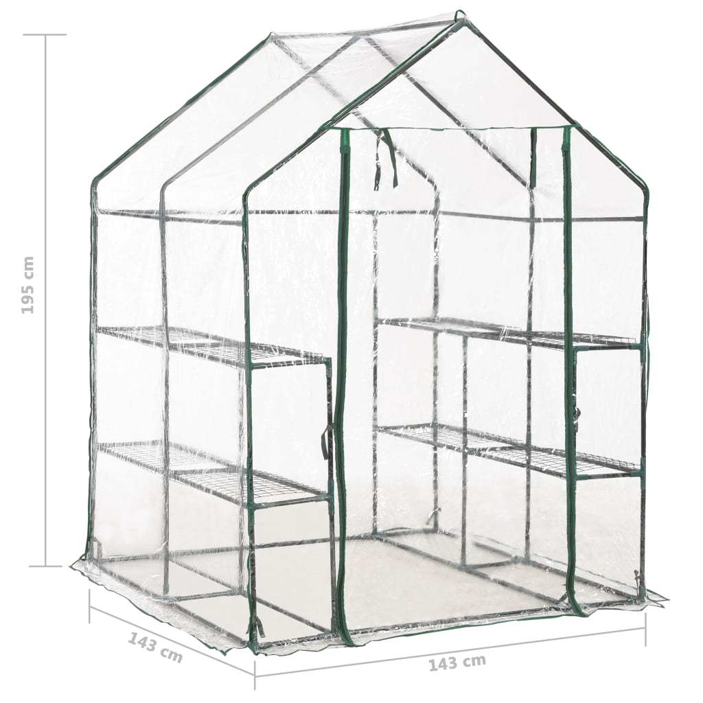 Greenhouse with 8 Shelves 143x143x195 cm