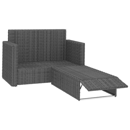 2 Piece Grey Poly Rattan Garden Lounge Set with Cushions