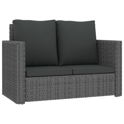 2 Piece Grey Poly Rattan Garden Lounge Set with Cushions