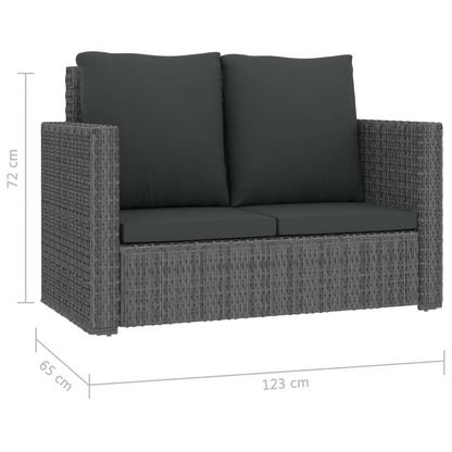 2 Piece Grey Poly Rattan Garden Lounge Set with Cushions