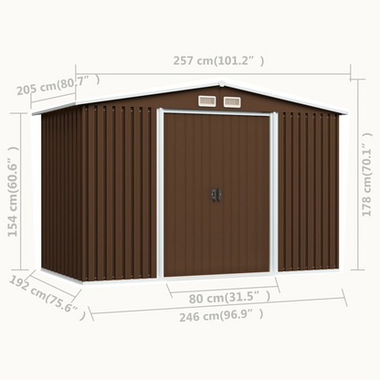 Garden Storage Shed Brown 257x205x178 cm