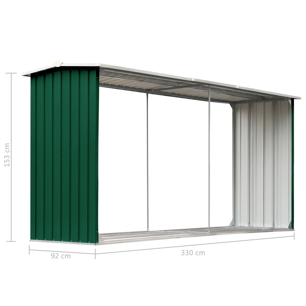 Garden Log Storage Shed 330x92x153 cm Green