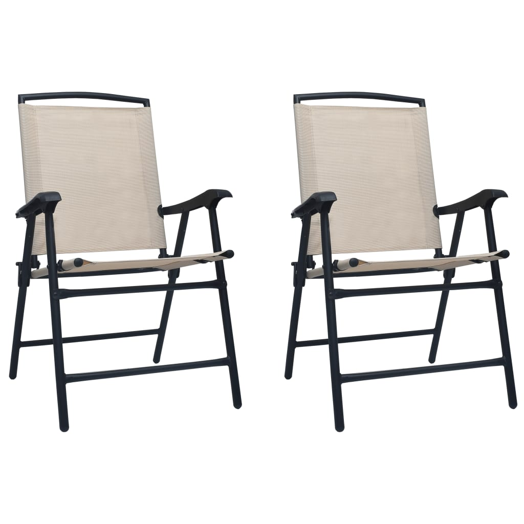  Texilene Cream Folding Garden Chairs 2 pcs