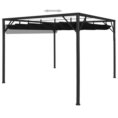 Anthracite Garden Gazebo with Retractable Roof