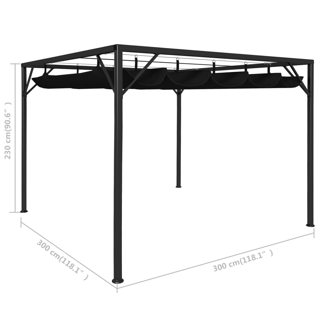 Anthracite Garden Gazebo with Retractable Roof