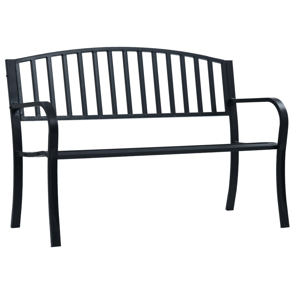 Black Steel Garden Bench 125 cm